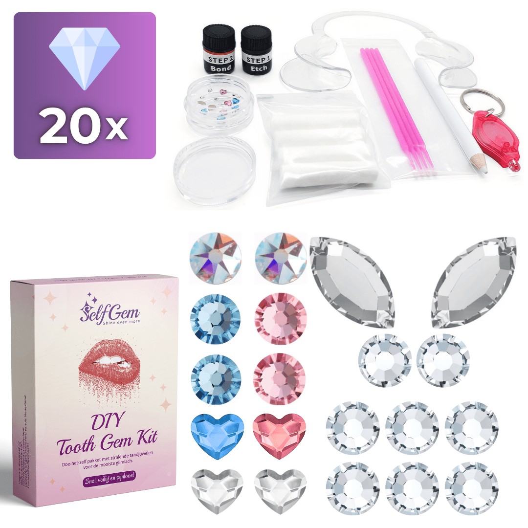 SelfGem™ DIY Tooth Gem Kit | Mixed Set (20 stuks) - SelfGem