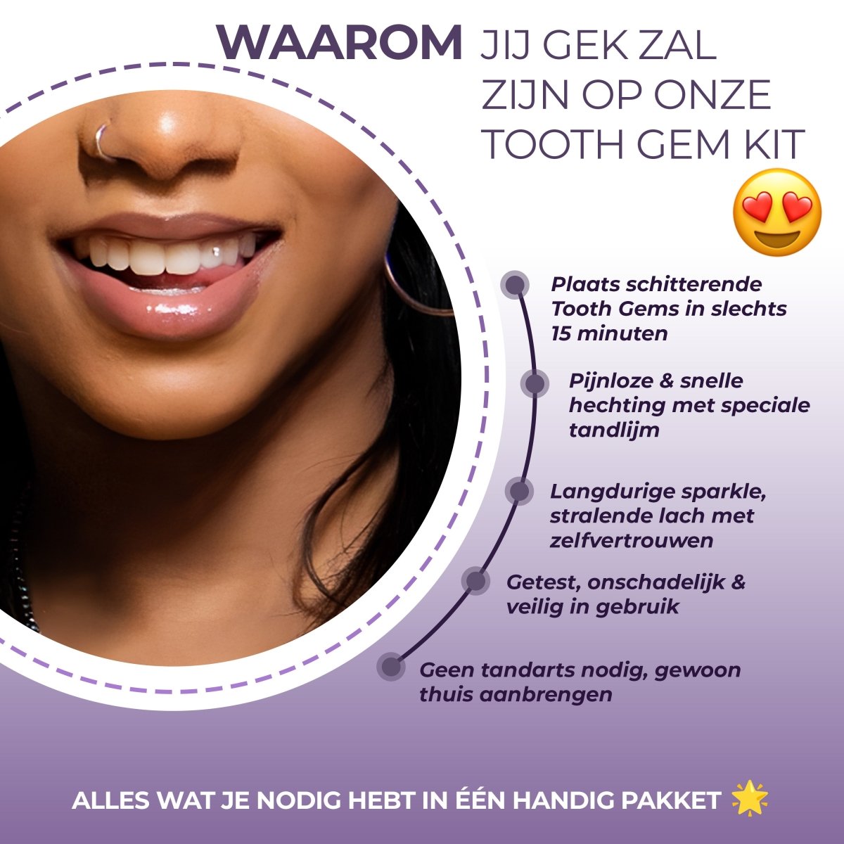 SelfGem™ DIY Tooth Gem Kit | Diamond & Heart Set (6 stuks) - SelfGem