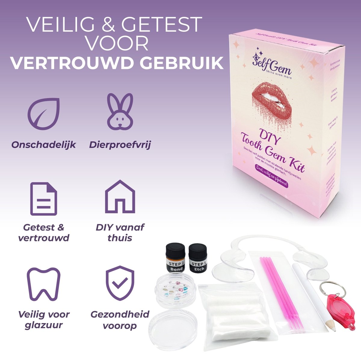 SelfGem™ DIY Tooth Gem Kit | Diamond & AB Crystal Set (6 stuks) - SelfGem