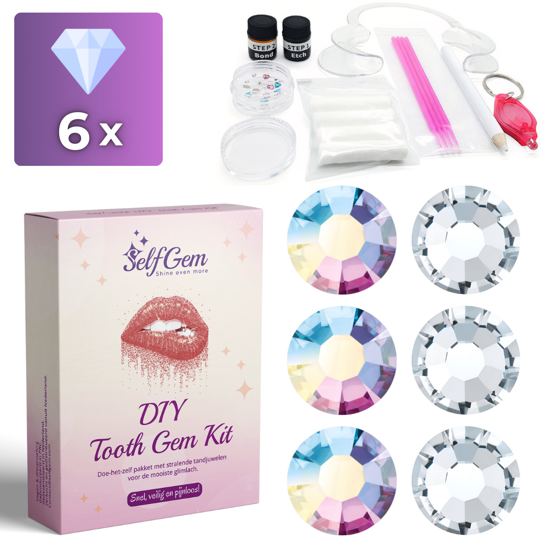 SelfGem™ DIY Tooth Gem Kit | Diamond & AB Crystal Set (6 pieces)